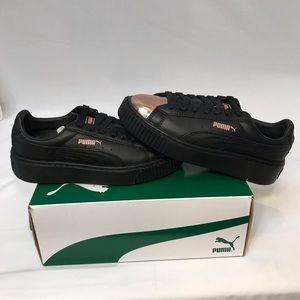 Puma Basket Platform Metallic Black Rose Gold Shoe